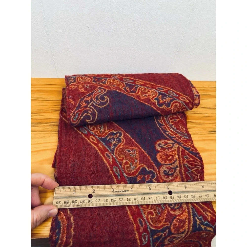 Wool Felted Scarf 100% Wool Vibrant Colored Paisley Made in‎ India 60